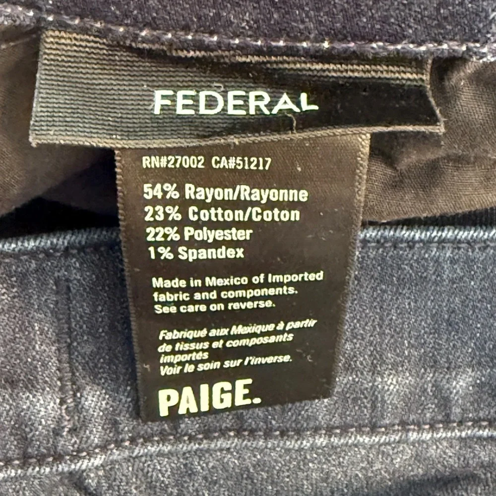 Paige Federal Slim Straight‎ Jeans Mens 33 Inkwell Dark Indigo M655521-4010
